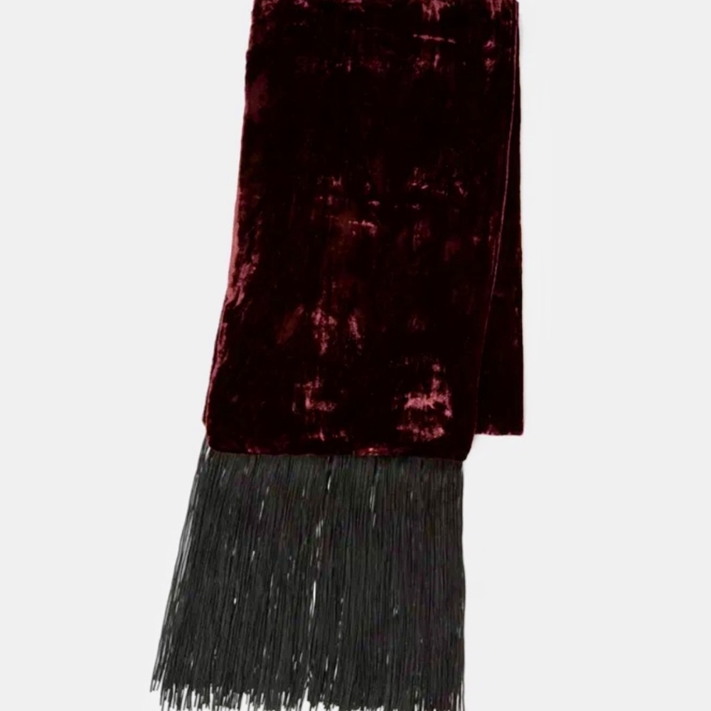 The Kooples Paris Fringed Velvet Scarf
